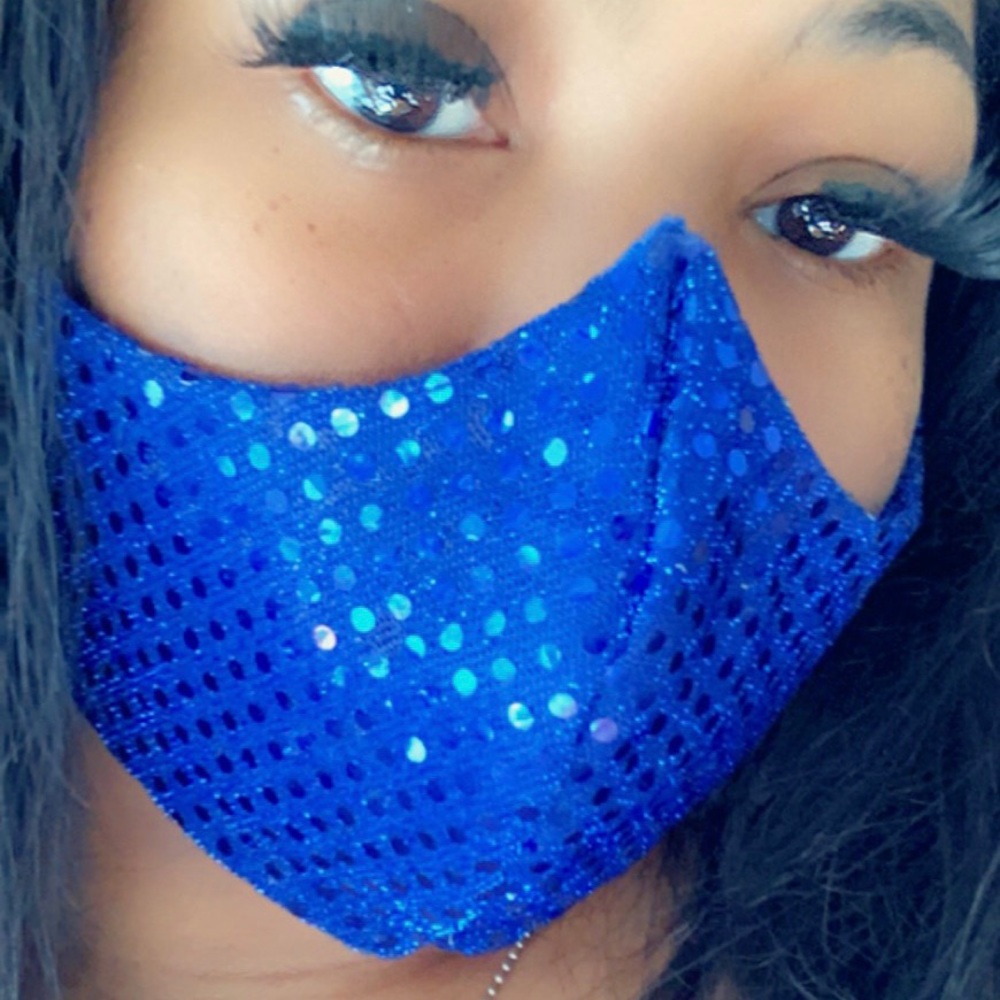 Royal Blue Sequined Face Mask
